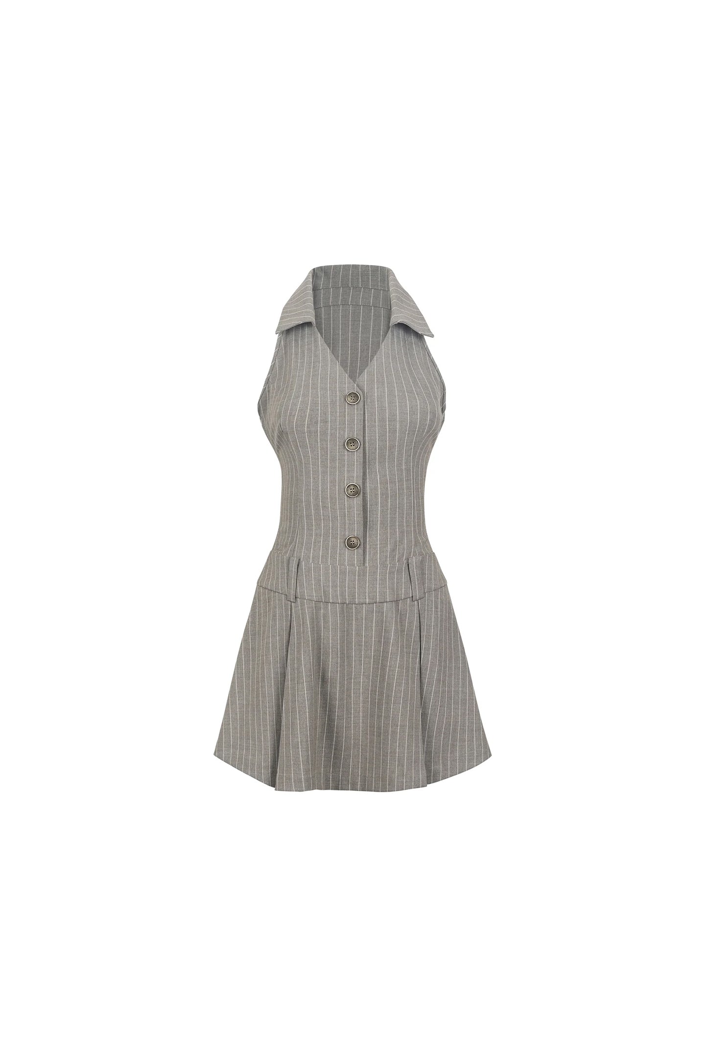 Waistcoat Lapel Pleated Dress