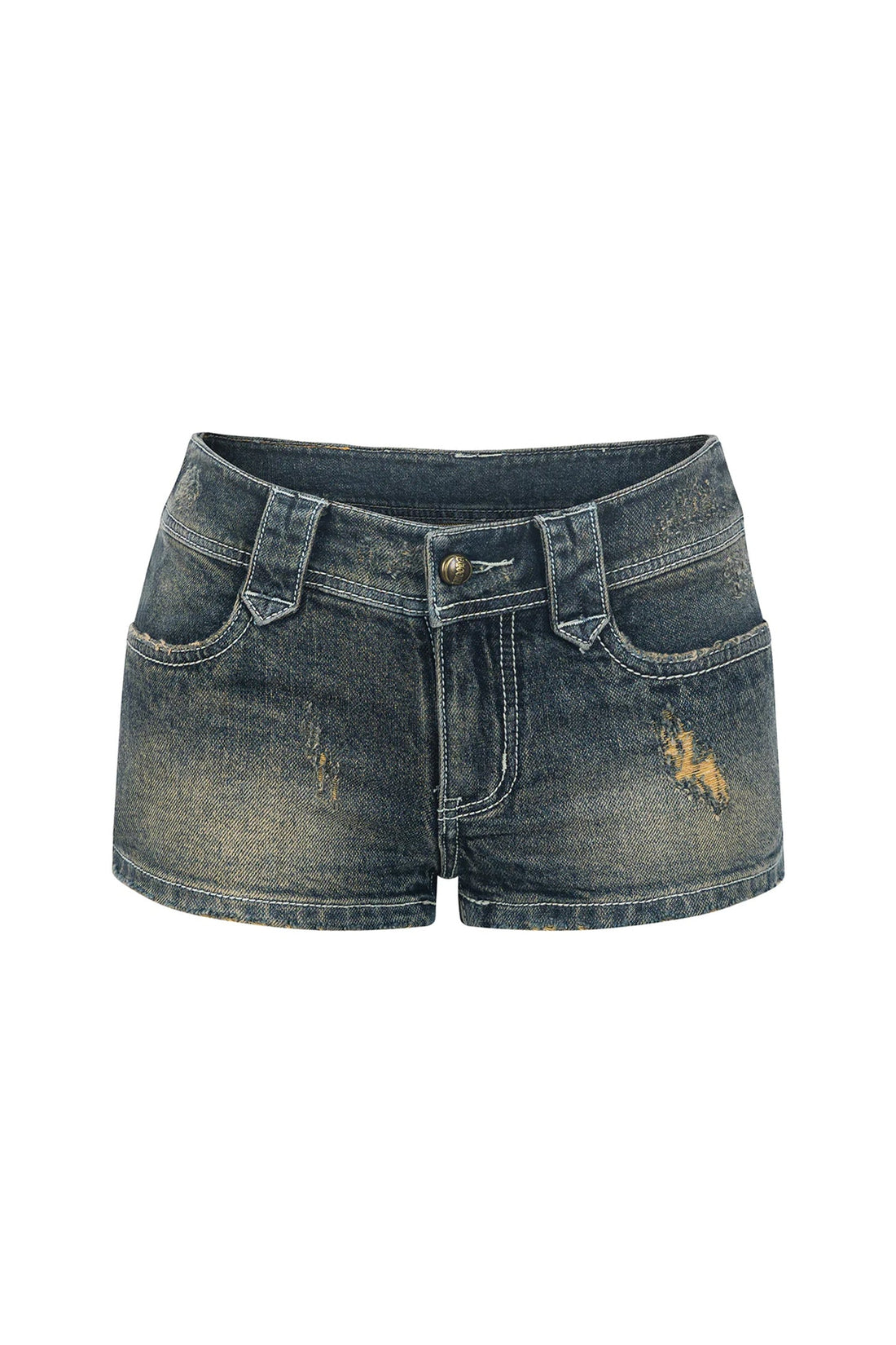 Low Rise Vintage Washed Jeans Shorts