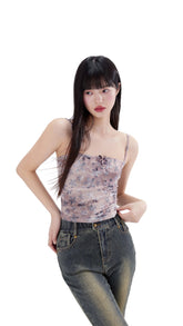 Flocked Floral Camisole - PSYLOS 1, Flocked Floral Camisole, T-Shirt, WooHa, PSYLOS 1