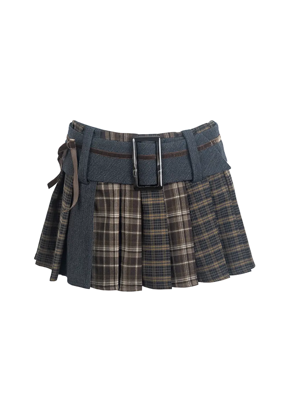 Plaid Low-Waist Pleated Skirt