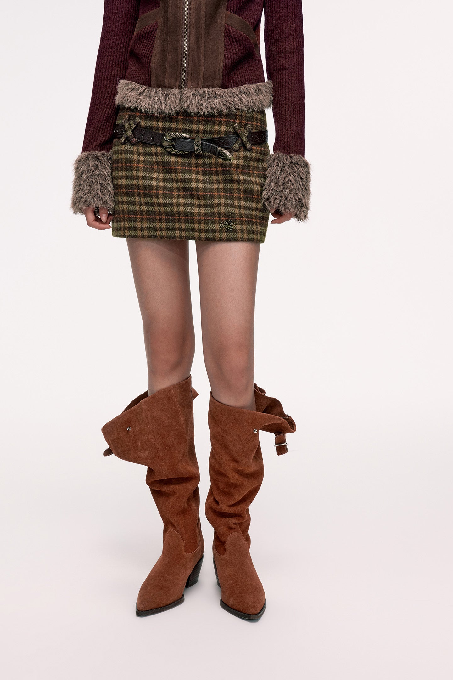 Retro Plaid Hip Skirt