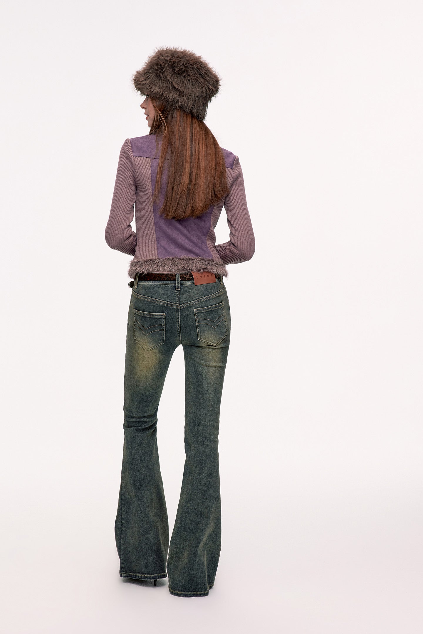 Retro Pleated High Waist Slim Denim Flared Pants