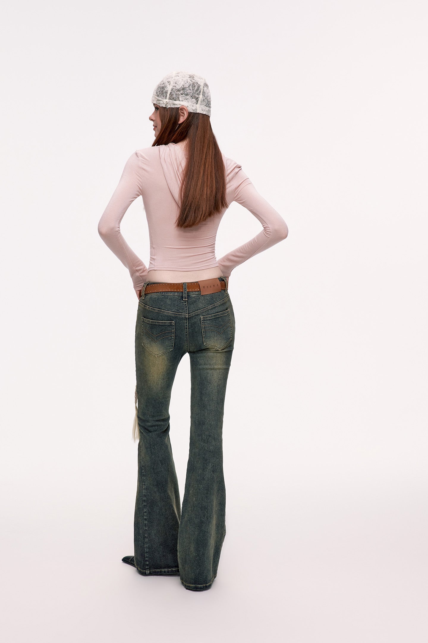 Retro Pleated High Waist Slim Denim Flared Pants