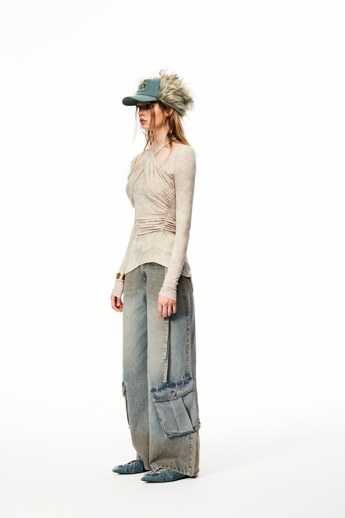 Vintage Heavy Wash Wide Leg Jeans