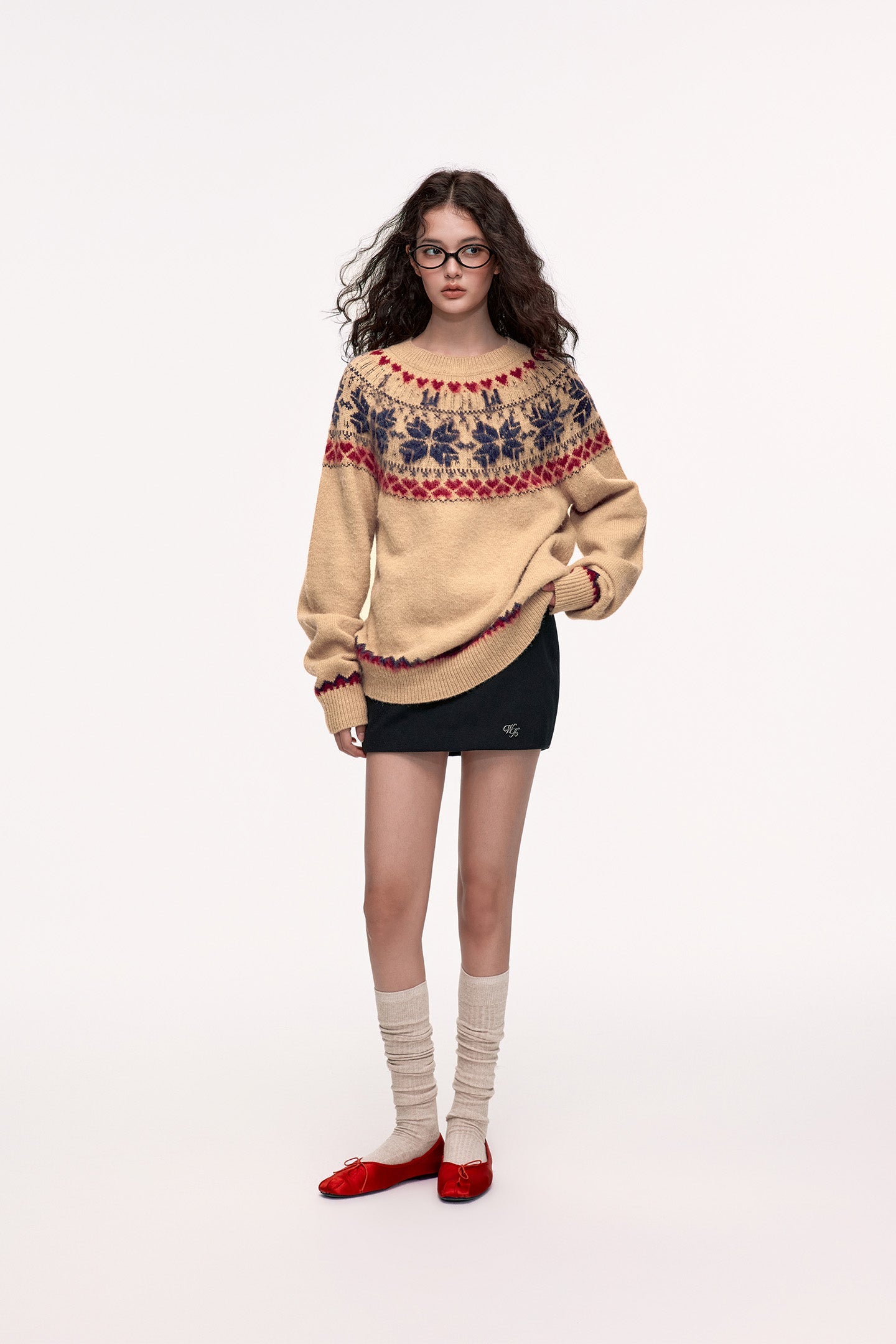 Fair Isle Jacquard Lazy Atmosphere Knitted Sweater