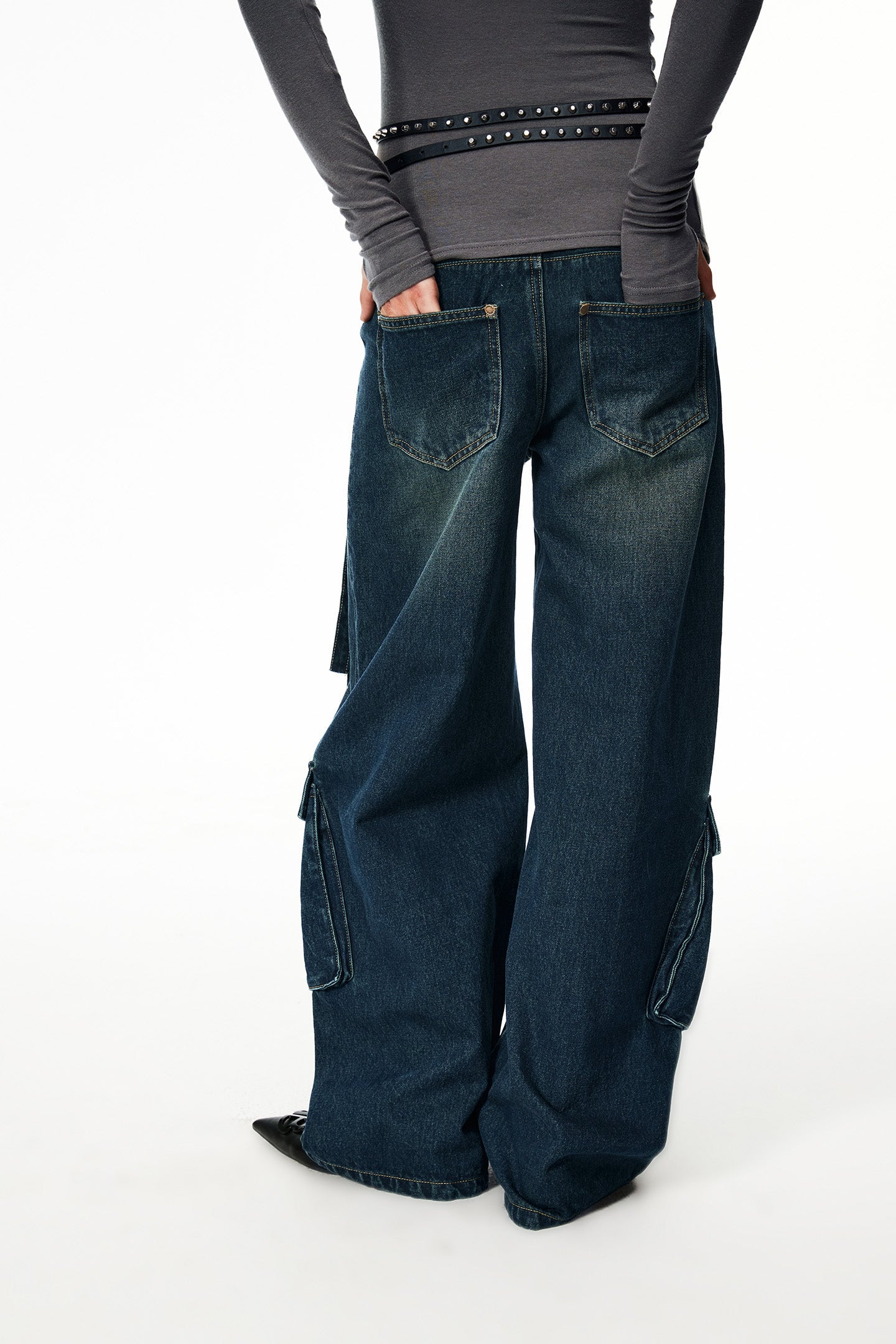 Vintage Heavy Wash Wide Leg Jeans