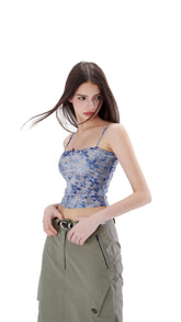 Flocked Floral Camisole - PSYLOS 1, Flocked Floral Camisole, T-Shirt, WooHa, PSYLOS 1