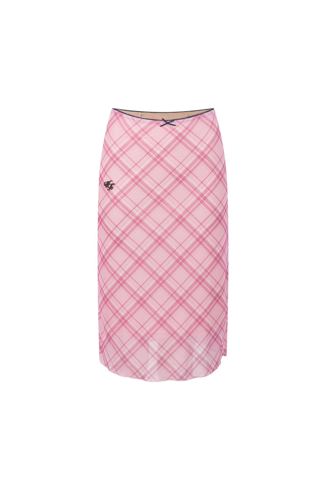 Retro Printed Mesh Mid-length Skirt