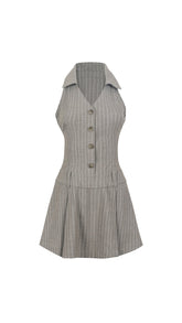 Waistcoat Lapel Pleated Dress - PSYLOS 1, Waistcoat Lapel Pleated Dress, Dress/Skirt, WooHa, PSYLOS 1