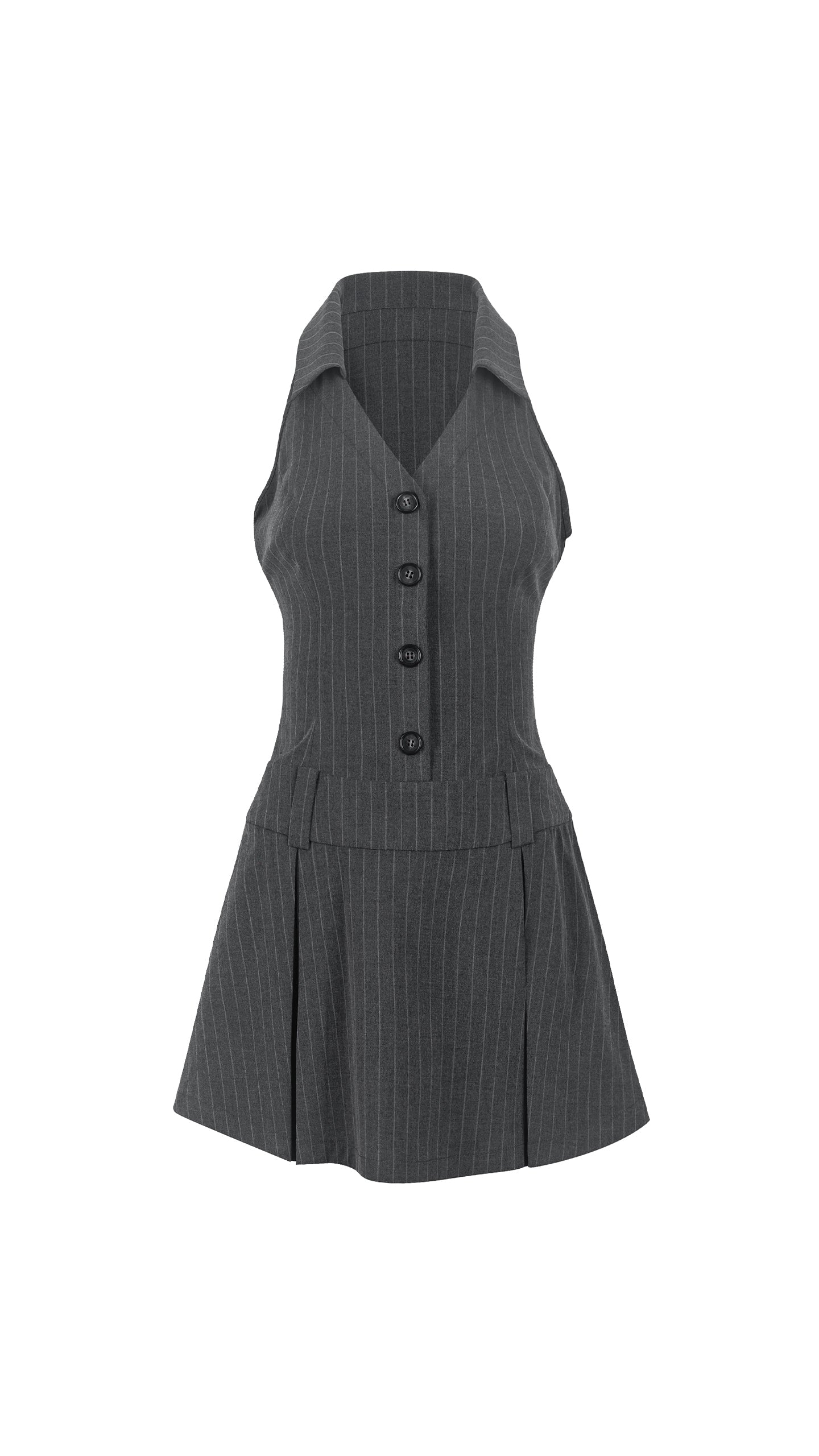 Waistcoat Lapel Pleated Dress - PSYLOS 1, Waistcoat Lapel Pleated Dress, Dress/Skirt, WooHa, PSYLOS 1